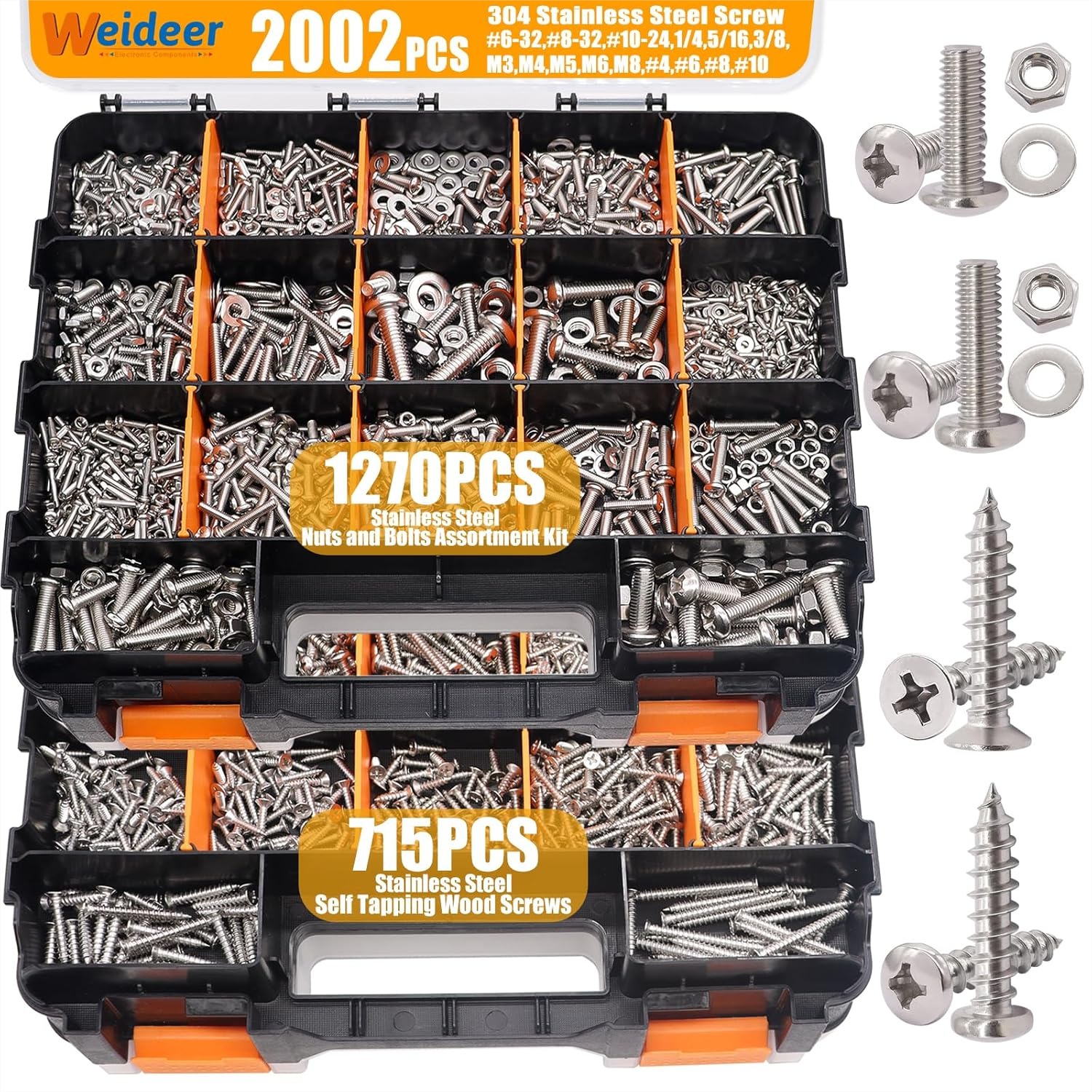 Screw Organizer Kit - 2002PCS Hardware Assortment Kit, 304 Stainless