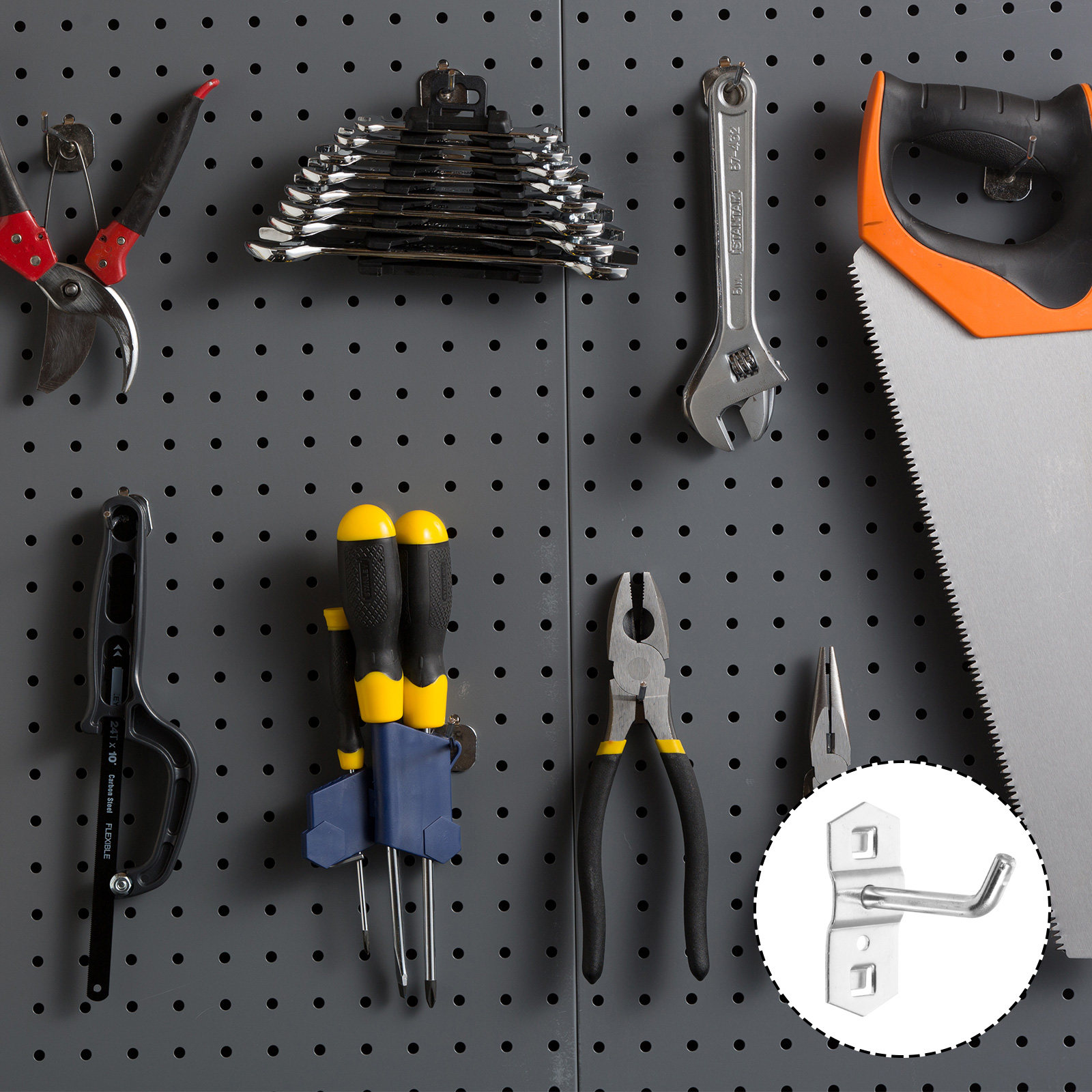 Workshop Tools Display - 12Pcs Versatile Grid Wall Pegboard Hooks
