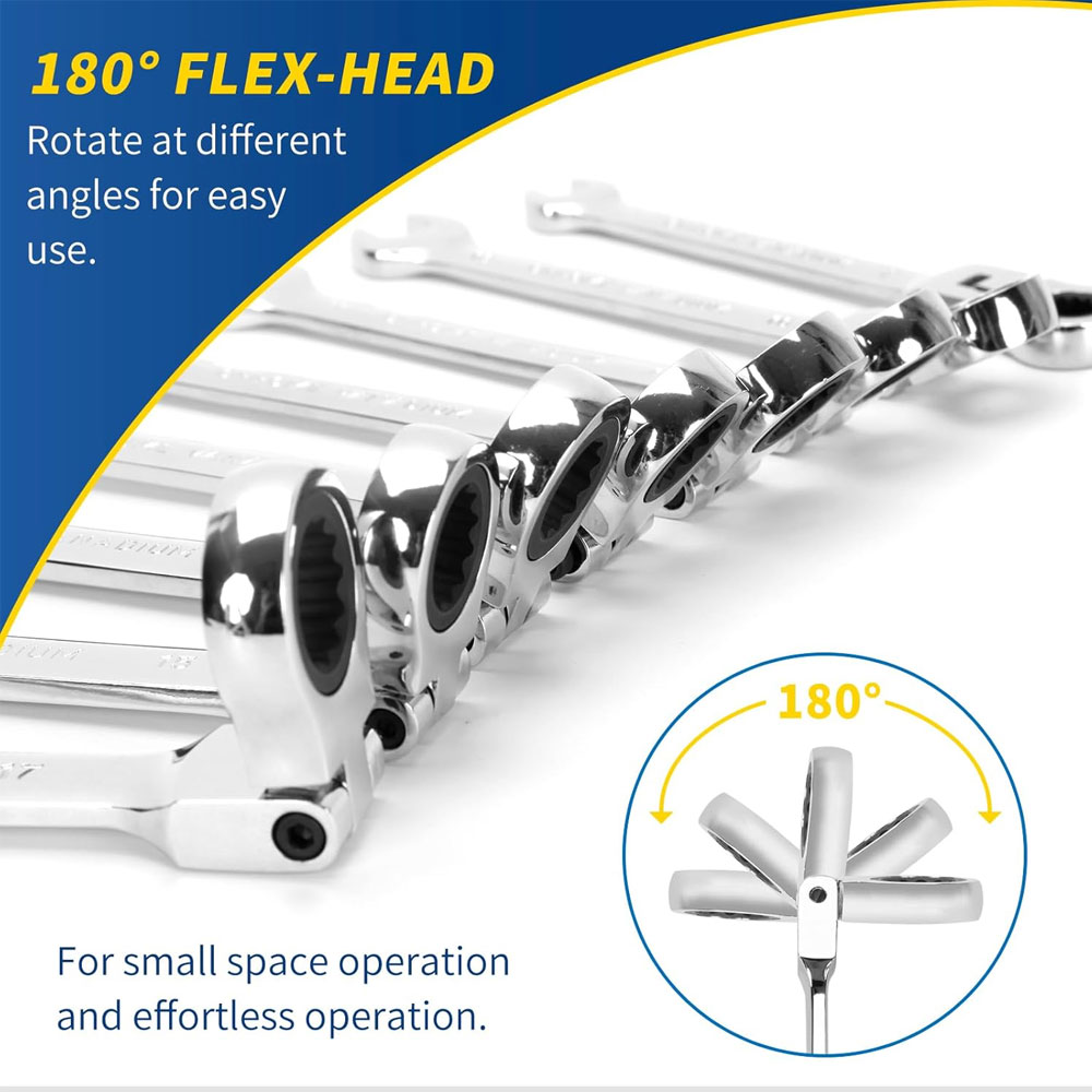 Car Workshop Tools Kit - Adjustable Ratchet Wrench 6mm-19mm Quick Repair