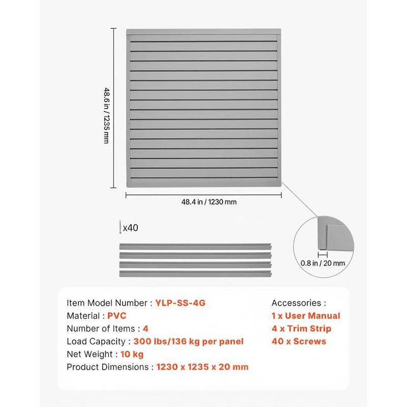 PVC Wall Plank 4 x 4 ft For Ga - Workshop Tools Display のレビューと価格