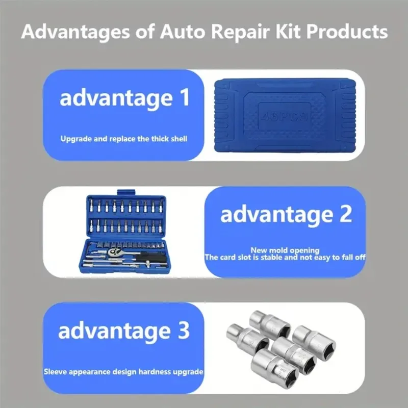 46-in-1 Heavy Duty Automotive  - Car Workshop Tools Kit のレビューと価格