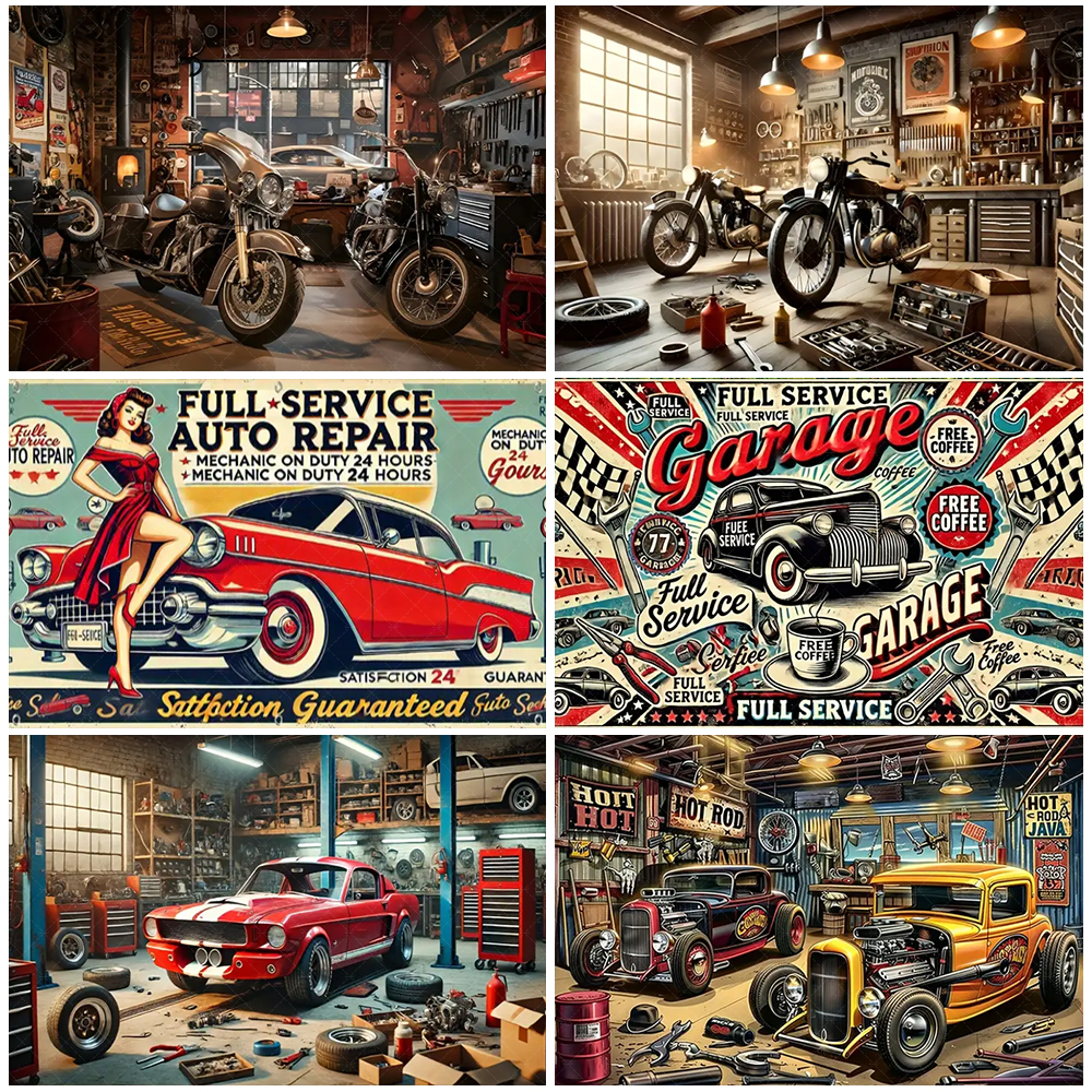 Retro Motorcycle Car Repairs G - Workshop Tools Background のレビューと価格