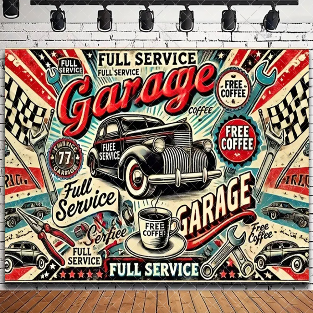 Retro Motorcycle Car Repairs G - Workshop Tools Background のレビューと価格