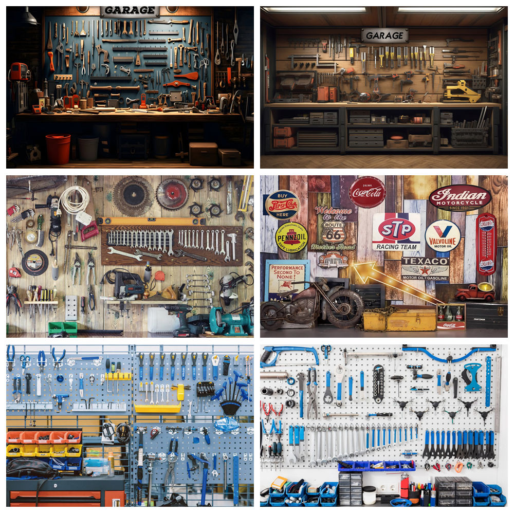 Vintage Garage Backdrop Car Re - Workshop Tools Background のレビューと価格